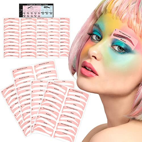 48Pares Kit De Sello De Cejas, 24 Estilos Autoadhesivo Sello De Cejas, Estampado Y Modelado De Cejas Plantilla De Sellos De Cejas EyeBrow Stamp Eyebrow Powder Para Mujeres