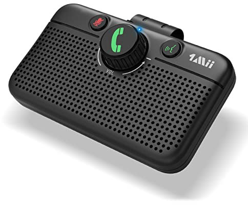 1Mii Kit Main Libre Voiture Bluetooth 5.3, Haut-Parleur Bluetooth Voiture, Auto Reconnexion, Siri Google Voice Assistant pour Android et iOS, Appels Mains Libres/Navigation/Musique, 35H Playtime