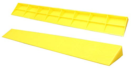 MFFIRE Innenschwelle Bordsteinrampe Kunststoff Non -Slip Bordsteinkanten Auffahrkeile Für Roboter, Rollstuhl, Fahrrad, Bürgersteig,Gelb,100x10x4cm