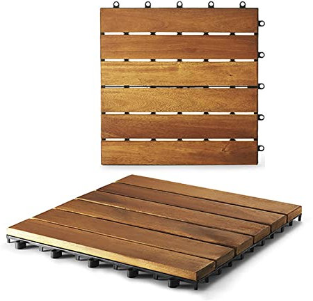 Terrassenfliesen 30x30cm Holzfliesen Balkonfliesen mit Drainage für den Außenbereich, Zuschneidbar Wasserdicht Klickfliesen Holzfliesen für Garten, Veranda, Pool, Balkon, Hinterhof,20 PCS