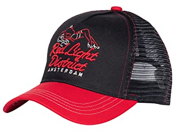 King Kerosin Herren Trucker Cap Baseballcap Aus Baumwolle Meshcap Snapback Mit Netz Kappe Curved Brim Red Light District