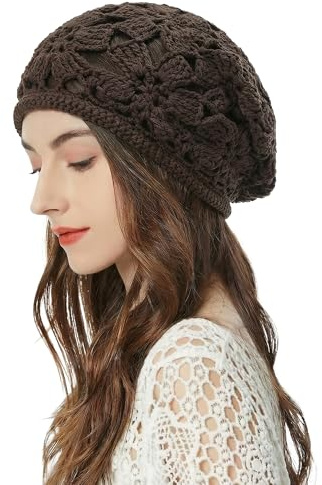 ZLYC Damen Sommer Strickmützen Handgemacht Häkelmütze Slouch Beanie Mütze | Baumwolle Atmungsaktives