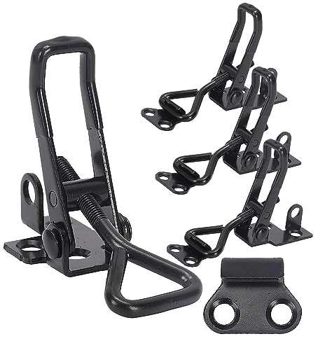 4Pack Toggle Latch Clamp 4003 Style, Heavy Duty Adjustable Toggle Clamp Latch 1320 Lbs Holding Capacity, Quick Release Hasp Clamps, Black Pull Tight Metal Latches for Smoker Door Tool Box Trunk Clamps