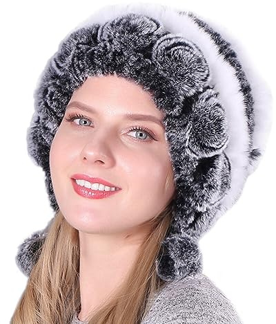 ISAKEN Fellmütze Damen Pelzmütze Wintermütze Faux Fuchs Warm Weich Pelz Mütze Herbst Winter Plüschmütze Eleganter Kunstfell Strickmütze Beanie Mütze Für Frauen Für Zuhause Reisen Skiwandern