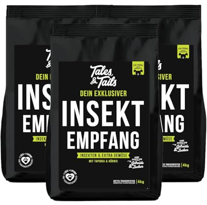 Tales & Tails InSektempfang Halbfeuchtes Trockenfutter für Hunde | Getreidefrei | Mit Insekten als tierische Proteinquelle | Nur 8 Zutaten | Hohe Verträglichkeit | 3X 4kg