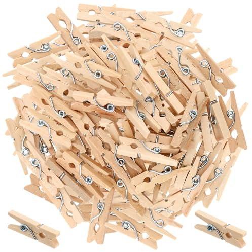 SINJEUN Pack of 800 Mini Wooden Pegs, 2.5 cm Natural Wooden Craft Pegs Small Photo Pegs for Holding Photo Paper, Small pegs, Decorative Photograph Wall, Tiny pegs Home Art Decor, Wedding Events