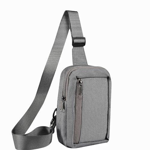 Baiyian Leichte Brusttasche, Chest Crossbody Bag, Sling Bag Wasserdicht, Schultertasche Klein für Herren und Damen, zum Wandern Radfahren Reisen Outdoor-Sportarten - Grau