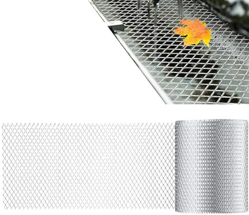 Rejilla protectora de para canalones, 12,7 cm x 6,1 m, 15 x 6,1 m, protección de hojas para canalones, robusta protección de canalones de aleación de aluminio, impermeable