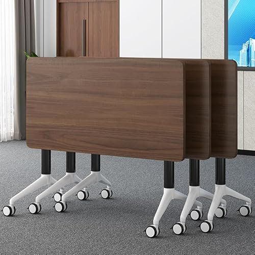 Konferenztisch, zusammenklappbarer Konferenzraumtisch mit Flip-Top-Design, mobile Seminare, dynamische Meetings, Trainingstische für Büros, Klassenzimmer und Konferenzraum (Walnuss, 160 x 40 x 75 cm)