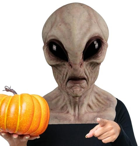 Alien Face Maske - Vollmaske aus Latex, Alien Headgear Vollmaske, Alien Headgear Maske | Halloween Vollmaske Alien, Realistische Horror Halloween Maske, Halloween Kostüm Erwachsene für Karneval, Tanz