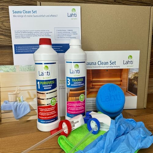 Lahti Sauna Clean Set – Premium Komplettlösung für Sauna-Reinigung | Effektiv für Saunaholz & Fliesen | Nachhaltig & Biologisch Abbaubar | Inkl. Zubehör