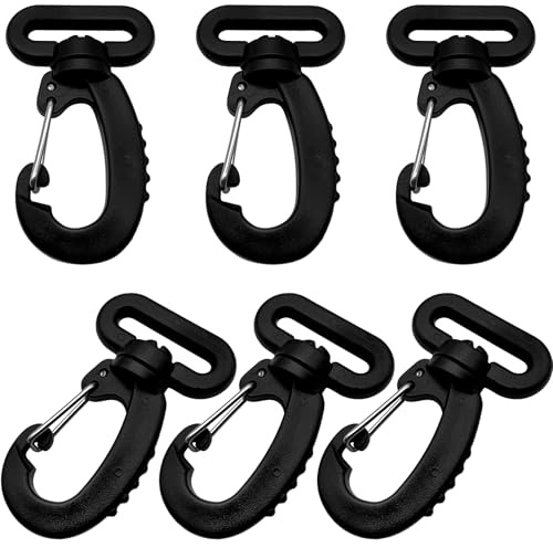 LiteTour 6 Stück Kunststoff Drehbarer Karabinerhaken, Robuste Rucksack-Schnalle, 360° Drehbares Gurtband-Haken für Lanyards, Schlüsselanhänger, Taschenriemen, Taktische Ausrüstung & DIY-Basteln