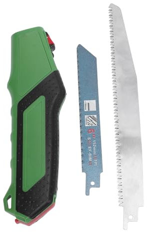 Portable Hand Saw Stainless Steel Blades, Rustproof Rubber Handle, Folding Pruning Tool for Wood, Metal, PVC Pipe Cutting, 2 Blades Included, Easy Storage, Indoor & Outdoor Use