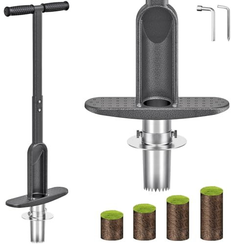 Dolibest Fioriera per Bulbi, 90cm Trapiantatore Manuale Piantine Bulb Planter Tool Attrezzo Giardino per Patate Tulipani Narcisi profondità 7.6-15cm Scarico Automatico Centrale Campionatore Terreno