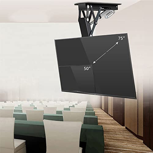 WENWENLEE Support TV, Support Mural TV, Support TV au Plafond, Support TV motorisé inclinable avec Fonction de mémoire Intelligente, Rabattable à 75°, Convient aux téléviseurs à Profil Bas d