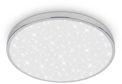 BRILONER - LED Deckenlampe Bad mit indirektem Licht, IP44 Spritzwasserschutz, neutralweiße Lichtfarbe, Deckenleuchte, Badlampe, Badezimmerlampe, Küchenlampe, Feuchtraumleuchte, 33 x 6 cm, Chrom