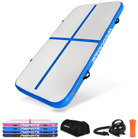 MSPORTS Air Track Matte 10 cm – aufblasbare Gymnastik‑ & Tumbling Matte für Turnen, Cheerleading, Yoga & Fitness – 5 Größen und 4 Farben