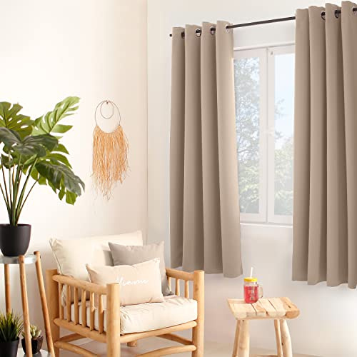ED ENJOY HOME Tenda termica oscurante beige naturale, 135 x 180 cm, occhielli in metallo, anti-calore, anti-freddo, per camera da letto e soggiorno