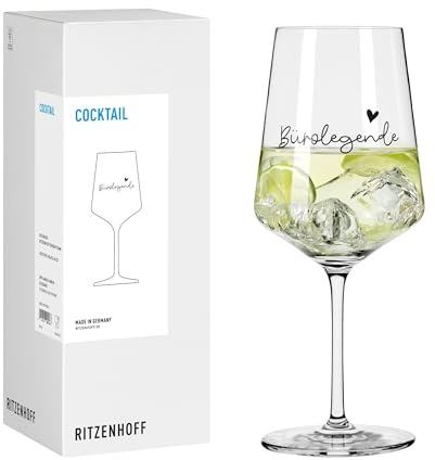 RITZENHOFF 8171023 Cocktail-Glas 500 ml, Serie Sprüche, mit lustigem Schriftzug Bürolegende - modern, Made in Germany