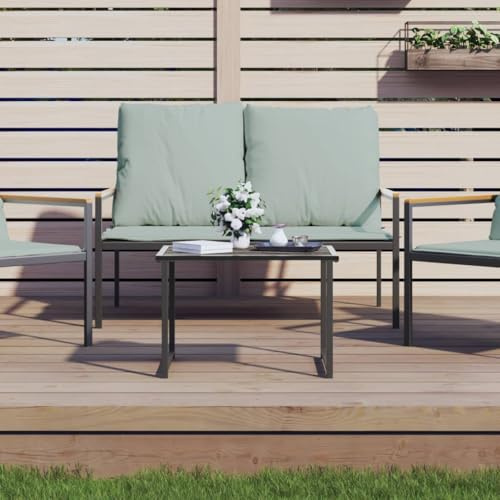 HaoChrymec Gartentisch Anthrazit aus Pulverbeschichtetem Stahl, Stabil, Flexibles Modulares Design, Ideal für Balkon und Garten, Beistelltisch Outdoor, Loungetisch Outdoor, Wetterfest, 55x40x37 cm
