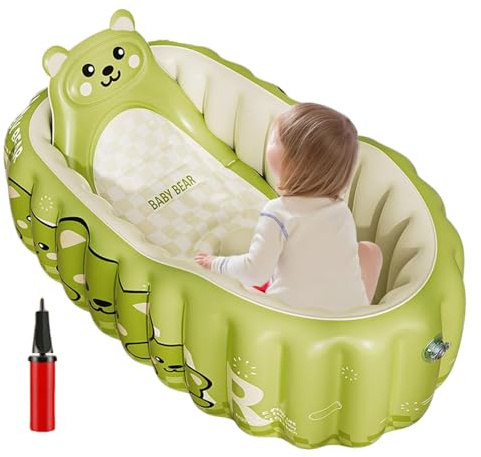 Aufblasbare Babywanne, Cartoon Aufblasbare Badewanne Für Babys, Faltschale Rutschfester Sitz Schwimmbecken Kinder Baden Zuhause Reisen Camping Urlaub Badezimmer