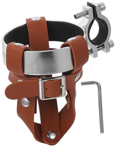 ETHZZLE Porta Borraccia Vintage per Bicicletta in PU Pelle Regolabile Supporto Manubrio per Bici da Corsa e Mountain Bike Portabottiglie Decorativo e Resistente per Bottiglie d Acqua