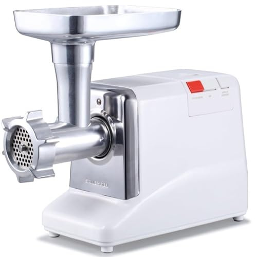 Stalwart Commercial Meat Grinder – Heavy-Duty Stainless Steel Electric Mincer, 75kg/h Output, 1000W Max 1.3HP, Metal Gears, Reverse Function, Circuit Breaker, Stainless Steel Blades & Sausage Stuffer