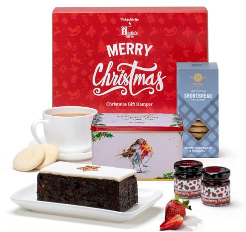 Festive Afternoon Tea Hamper – Luxury English Tea Gift Set with Christmas Cake, Shortbread & Preserves – Premium Gourmet Christmas Food Gifts & Corporate Gifts