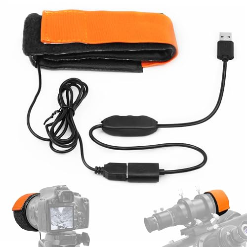 Astromania 25cm USB Dew Heater - Telescope Accessories Dew Heater Strap Lens Warmer, Stepless Temperature Regulator for Telescope Lens Less Than 3.15 inch (80mm) in Diameter and Universal Camera