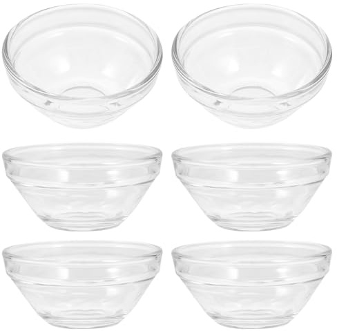 SHINEOFI 6 Cuencos de Vidrio Transparente para Postres, Tazones Pequeños para Preparación de Pudín, Recipientes Resistentes al Calor para Cocina y Microondas, Juego Versátil para Pascua