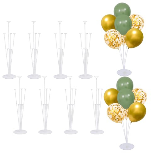 Kit di supporto per palloncini da tavolo, 8 set di bastoncini per palloncini con base per decorazioni per feste di compleanno e laurea