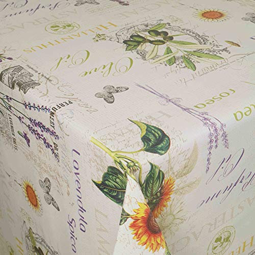 Wachstuch Robuste Leinen Prägung Pro RUND OVAL ECKIG Breite & Länge wählbar Heilpflanzen Eckig 100 x 100 cm abwaschbare Tischdecke Gartentischdecke