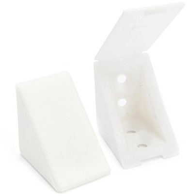 40 x sossai® Equerre D'angle/connecteurs de meubles/Équerre étagère | BT1 | 4 trous | Couleur : Blanc | Matière : Plastique