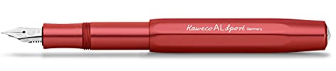 Kaweco AL SPORT Füllhalter Deep Red I Premium Aluminium Füllfederhalter für Tintenpatronen mit hochwertiger Stahlfeder I Füllfederhalter 13 cm I Füller in Rot I Federbreite: F (Fein)