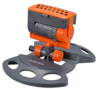 Fuxtec Rasensprenger Pendelregner FX-PRG1 Variabler Sprinkler für unterschiedlichste Anforderungen und Flächen von 9-216 m², Reichweite 3-18 m, Sprengweite 3-12 m, mit Standfuß