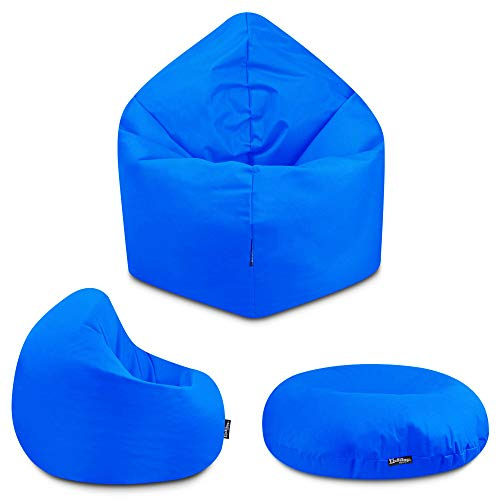 BuBiBag - 2in1 Sitzsack Bodenkissen - Outdoor Sitzsäcke Indoor Beanbag in 32 Farben und 3 Größen - Sitzkissen für Kinder und Erwachsene (125 cm Durchmesser, Königsblau)