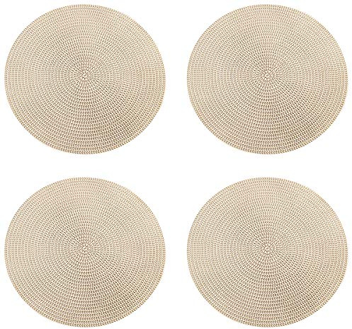 GLOBALDREAM Redondos Salvamanteles, 4 Piezas Manteles Individuales Mantel Individual Tapetes para Mesa de Comedor Kitchen Placemat (Oro, 38cm)