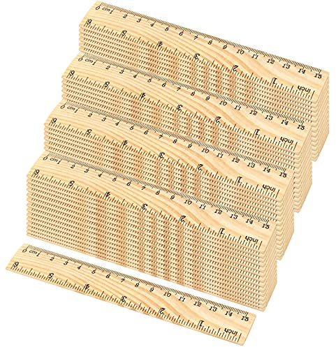 144 Stück 15 cm Holzlineale, 2 Skalen, präzises Holz-Schullineal, doppelseitiges Holzmesswerkzeug für Studenten, Handwerk, Büro, Zuhause