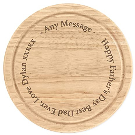 Personalised Wooden Chopping Cheese Board Round 25cm Custom Any Message Outer Circle