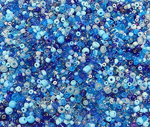3 000 st. glas rocailles pärlor 2 mm 3 mm 4 mm runda, ponny pärlor, blandad storlek, färg mix, fröpärlor (blå)