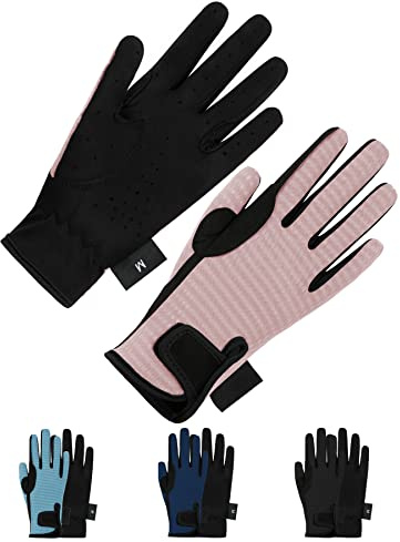 Thapower Horseback Riding Gloves for Kids Mesh Equestrian Riding Gloves Boys & Girls Youth Outdoor Mitts Perfect for Biking Cycling Gardening Pink M