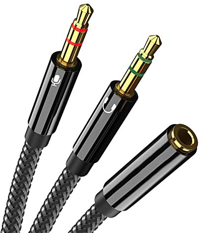 Olakin Cavo Adattatore Jack 3,5mm Maschio a Femmina, 2 in1 Sdoppiatore Cuffie Microfono, Adattatore Splitter Separati per Notebook/PC/Cuffie/ MP3 Altoparlanti