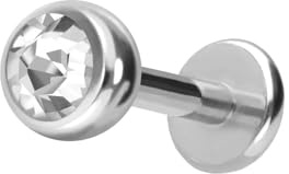 PIERCINGLINE Chirurgenstahl Labret Stecker KRISTALL Piercing Lippe Ohr Nase Farb & Größenauswahl