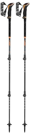 LEKI Sherpa Lite Aluminum Adjustable Lightweight Ski Poles for Backcountry Skiing & Snowboarding - Neonorange-Black-Denimblue - 100-135 cm
