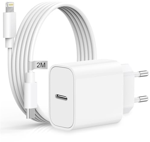 Cargador iPhone Carga Rapida USB C 20W con Cable 2M [Apple MFi Certificado], Adaptador Cargador Rapido iPhone para iPhone 14 Pro Max/13/12/11/XS/XR