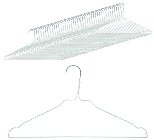 Quality-Collection Grucce appendiabiti in filo metallico con barra per pantaloni e tacche rock, colore bianco (50)