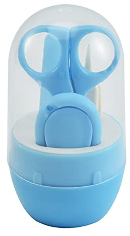 Kit de cortaúñas, juego de cuidado de uñas 4 en 1 para bebés con estuche lindo, tijeras para cortaúñas para bebés, lima de uñas y pinzas para recién nacidos, bebés, niños pequeños (azul)
