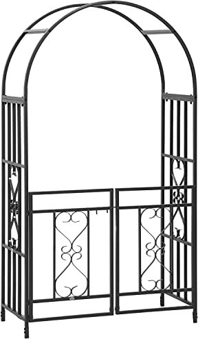 Arche De Jardin avec Portillon, Résistant Aux Intempéries Arceau À Rosiers, Tonnelle De Jardin en Fer, Solide Et Durable Pergola Cadre pour Diverses Plantes Grimpantes (Color : Noir)