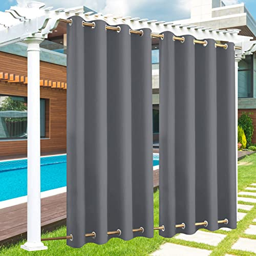 LZXSXZ Outdoor Vorhang Wasserdicht 1 Stück, Outdoor Vorhang mit Ösen Oben und Unten, 24 Farben Outdoor Vorhang Wasserdicht Wetterfest Blickdicht für Veranda, Pergola, Laube, B254xH241CM