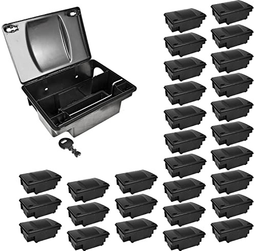 30x Köderstation Ratten Set Köderbox Garten Mausfalle Mäuse Rattenköderbox Box Rattenköderstation Rattenfalle Kinder- Haustiersicher Koederbox Gift Petigi